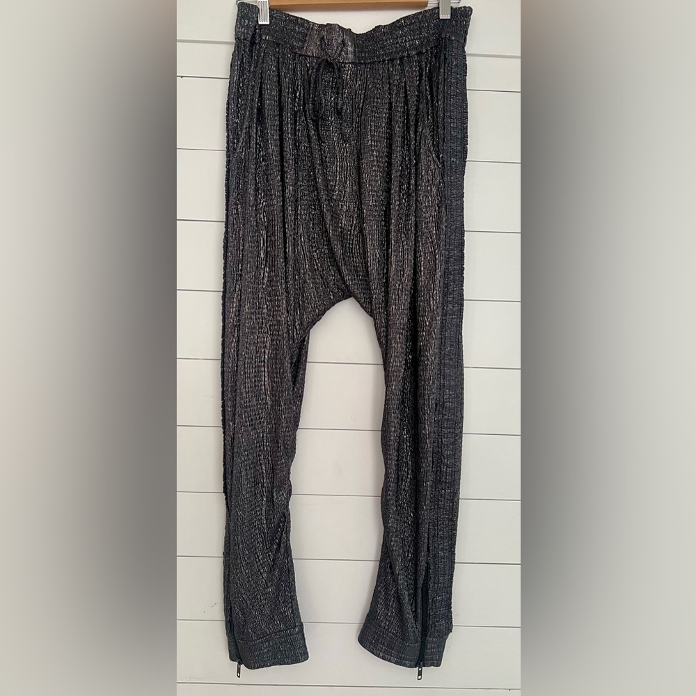 IRO “Amber” Shimmering Silver and Black jogger pants 
Size 2